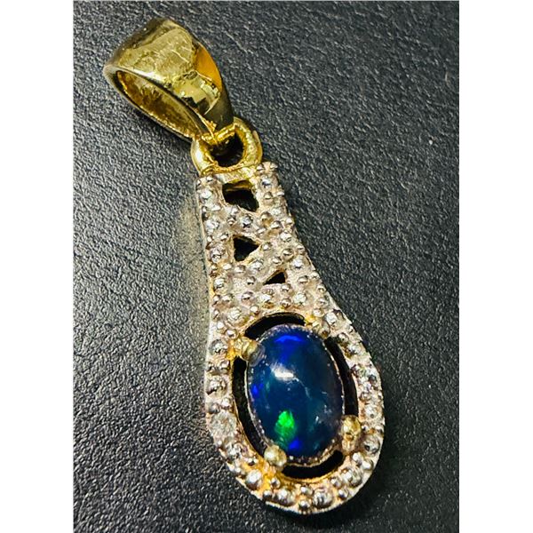 SILVER (1.54G) BLACK OPAL (ENHANCED) (0.45CT) CZ (0.25CT) PENDANT SUGGESTED RETAIL VALUE $200