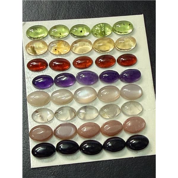 BLACK ONYX,MOONSTONE,AMETHYST,GARNET, CITRINE AND PERIDOT (APP 12CT) GEMSTONES