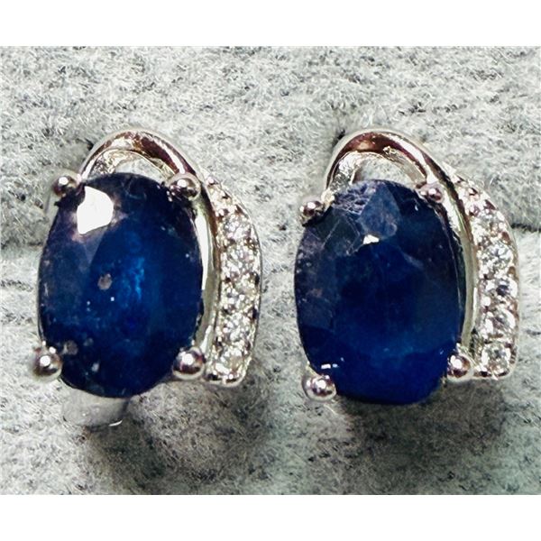 SILVER (1.04g) SAPPHIRE (1CT) EARRINGS