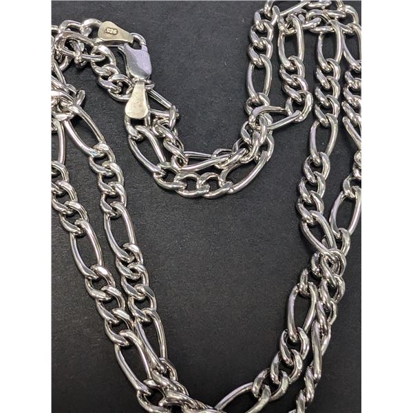 SILVER (8.34G) RHODIUM PLATED HOLLOW CHAIN 20"