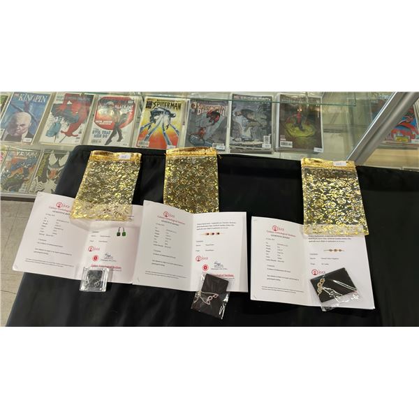 EMERALD EARRINGS, YELLOW SAPPHIRE NECKLACE, & RUBY NECKLACE - *ALL SET IN .925 SILVER & WITH CGI