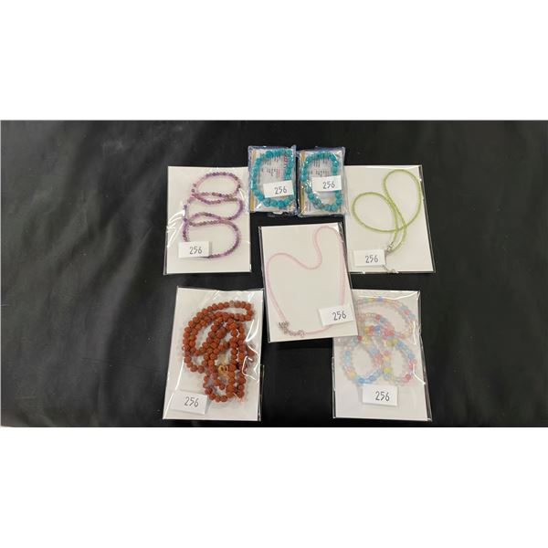 (5) ASSORTED GEMSTONE NECKLACES & (2) TURQUOISE GEMSTONE BRACELETS