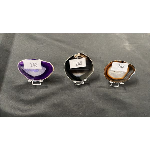 (3) AGATE SLICES WITH FORMATIONS