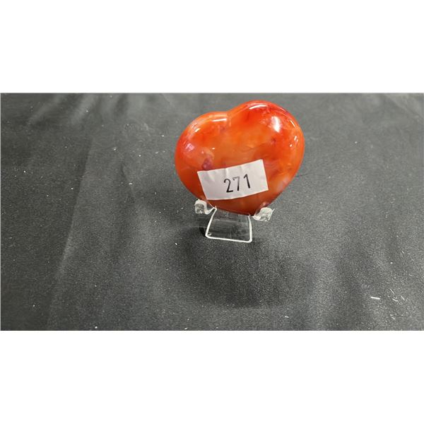 3" CARVED CARNELIAN HEART