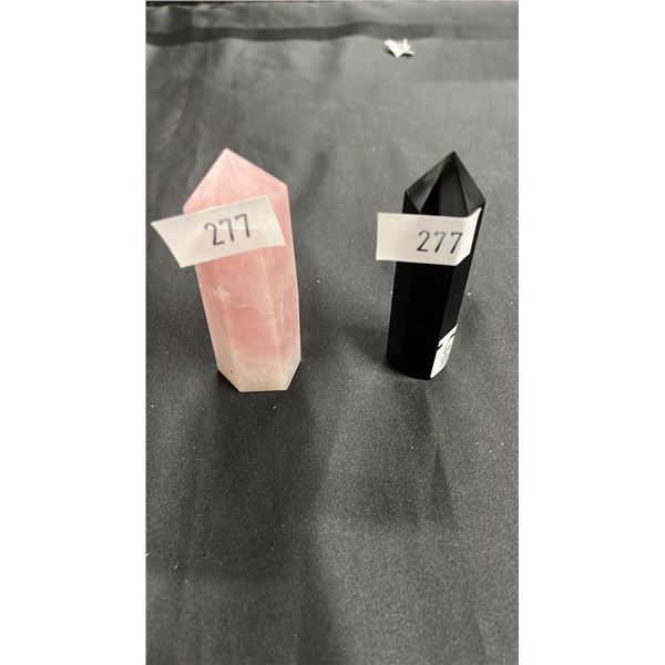 4" OBSIDIAN TOWER & 4.3" ROSE QUARTZ TOWER
