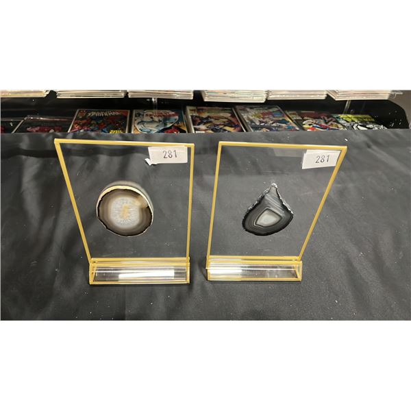 (2) NATURAL AGATE SLICE DISPLAYS