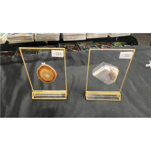 PINK AMETHYST DISPLAY AND NATURAL AGATE SLICE DISPLAY