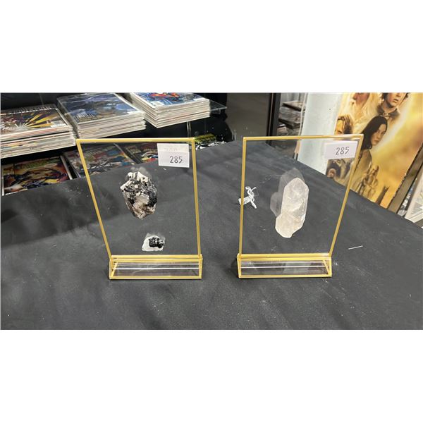 CLEAR QUARTZ POINT DISPLAY & BLACK TOURMALINE WITH MATRIX DISPLAY