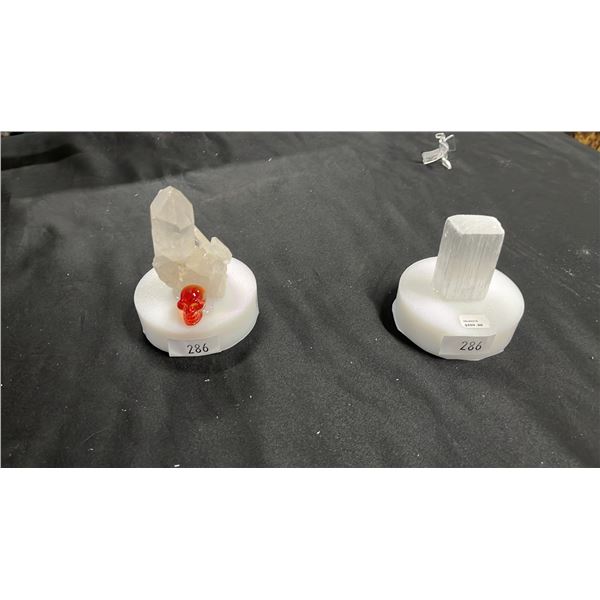 CLEAR QUARTZ WITH GLASS SKULL & SELENITE TOWER
