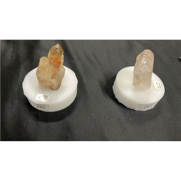 SMOKEY QUARTZ ON STAND & NATURAL CITRINE ON STAND