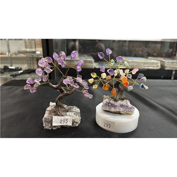 7" CHAKRA TREE & 7" AMETHYST TREE ON CRYSTAL FORMATIONS