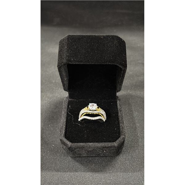 *NEW* 925 SILVER 1CT SIMULATED DIAMOND (CZ) WEDDING/ENGAGEMENT RING SET - SIZE 8