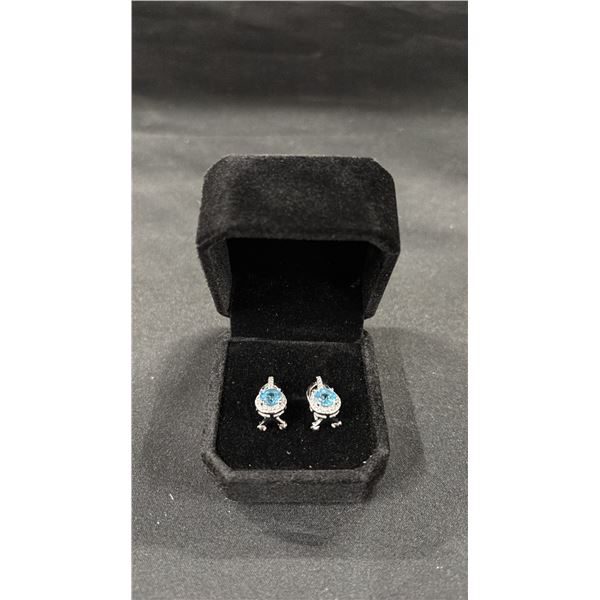 *NEW* .925 SILVER 1CT EACH NATURAL SWISS BLUE TOPAZ LEVERBACK EARRINGS
