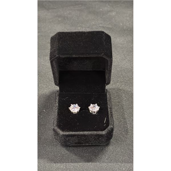 *NEW* .925 SILVER 2CT EACH SIMULATED DIAMOND (CZ) STUD EARRINGS