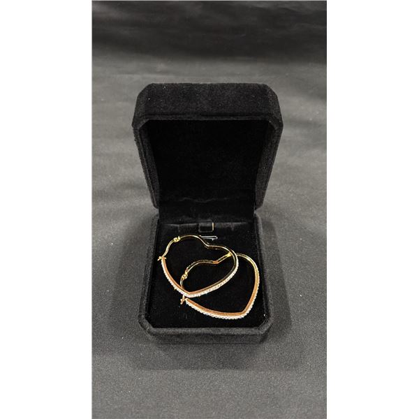 *NEW* 14K GOLD PLATED 44MM SIMULATED DIAMOND (CZ) HOOP EARRINGS