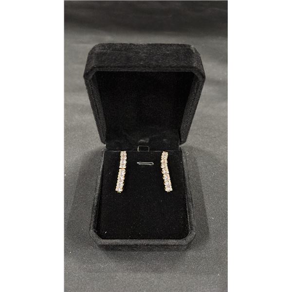 *NEW* 18K GOLD PLATED 4MM PRINCESS CUT SIMULATED DIAMONDS (CZ) TASSEL EARRINGS