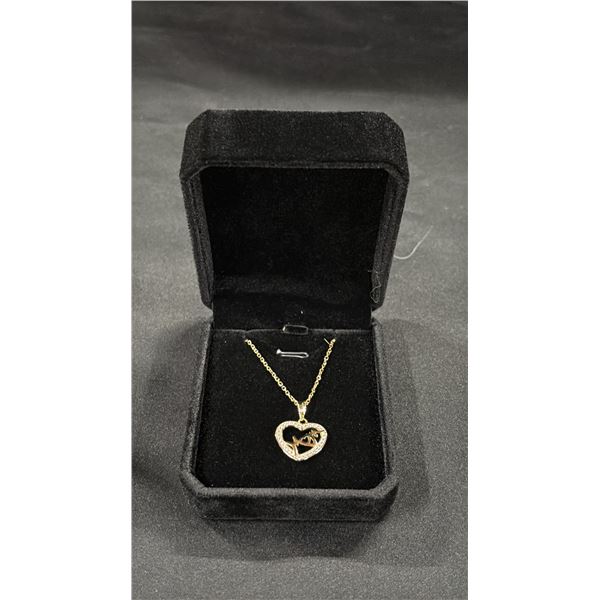 NEW 14K GOLD PLATED 22 MM SIMULATED DIAMOND (CZ) MOM HEART NECKLACE - 18" CHAIN