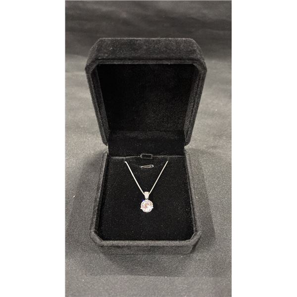 *NEW* .925 SILVER 2CT LAB-CREATED WHITE SAPPHIRE NECKLACE - ADJUSTABLE CHAIN 16"-18"