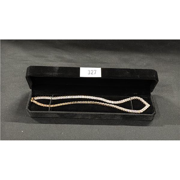 *NEW* 18K GOLD PLATED 4MM PRINCESS CUT SIMULATED DIAMOND TENNIS NECKLACE - 18" LONG CHAIN