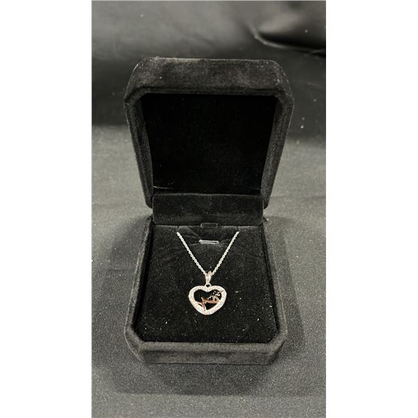 *NEW* PLATINUM PLATED 17.5MM SIMULATED DIAMOND (CZ) "MOM" HEART NECKLACE