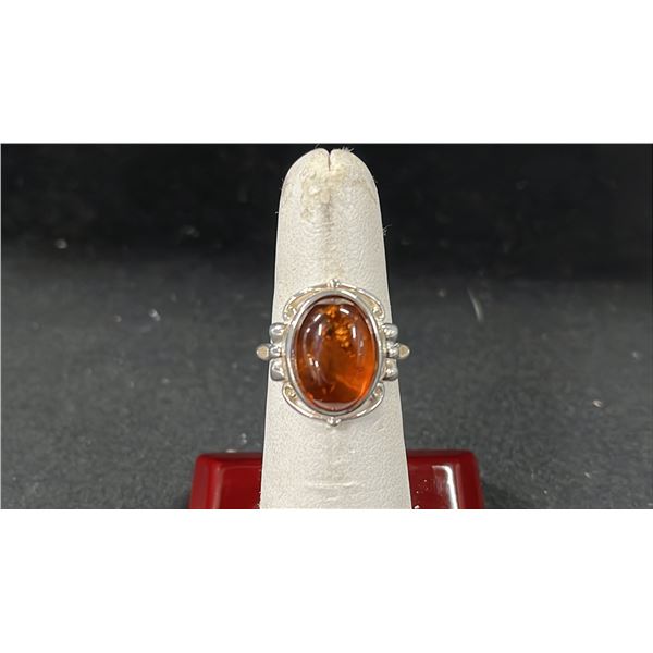 SILVER AMBER RING, SUGGESTED RETAIL VALUE $200