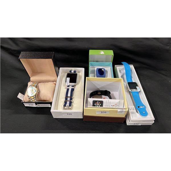 MEN'S SKELETON WATCH & 4 ASSORTED SMART WATCHES