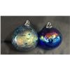Image 1 : PAIR OF ROBERT HELD ART GLASS TREE ORNAMENTS - 3" AND 3.5" DIAMETER