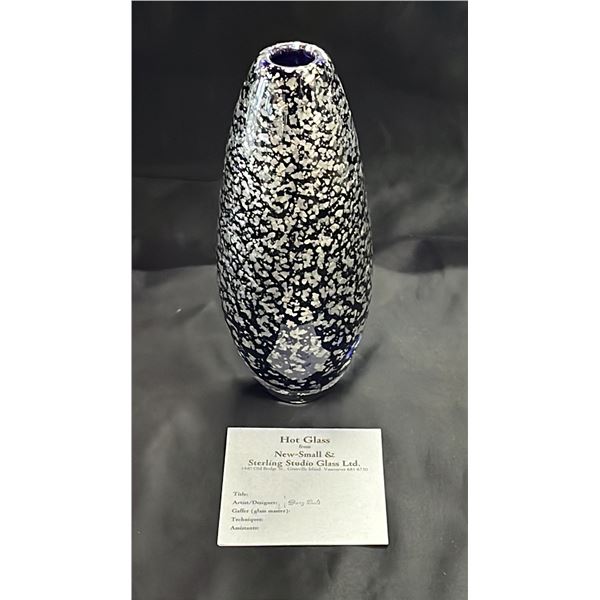 10" TALL GARY BOLT ART GLASS VASE