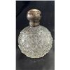 Image 2 : PAIR OF ANTIQUE CUT GLASS & SILVER SCENT BOTTLES - SMALLER ONE HAS A CHIPPED STOPPER