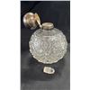 Image 3 : PAIR OF ANTIQUE CUT GLASS & SILVER SCENT BOTTLES - SMALLER ONE HAS A CHIPPED STOPPER