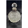 Image 4 : PAIR OF ANTIQUE CUT GLASS & SILVER SCENT BOTTLES - SMALLER ONE HAS A CHIPPED STOPPER