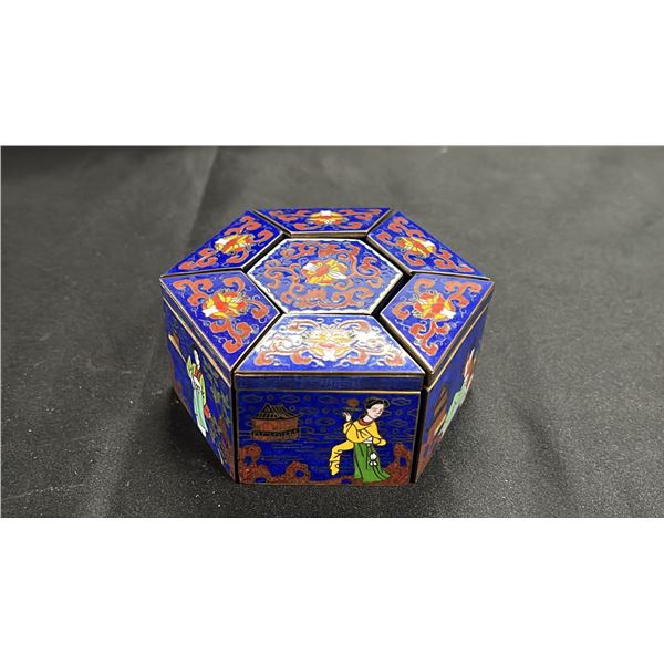 VINTAGE 7 PIECE CHINESE CLOISSONE TRINKET BOX SET
