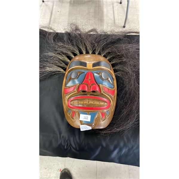 FIRST NATIONS WOODEN  HAND CARVED PAINTED MASK
