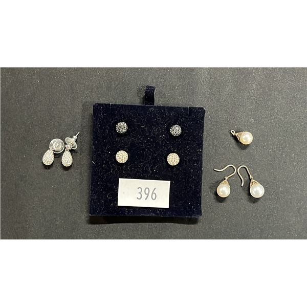 PEARL EARRINGS & PENDANT & (3) PAIRS OF CRYSTAL EARRINGS