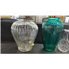 Image 2 : 4 ASSORTED VASES VARIOUS HEIGHTS & COLOURS. TALLEST APPROX 12"