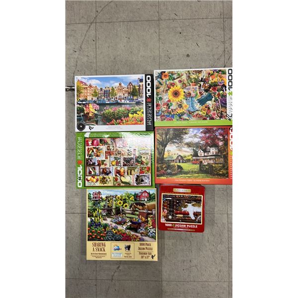 6 ASSORTED 1,000 PIECE PUZZLES