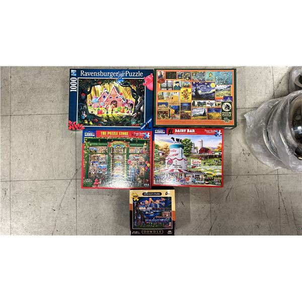 5 ASSORTED 1,000 PIECE PUZZLES