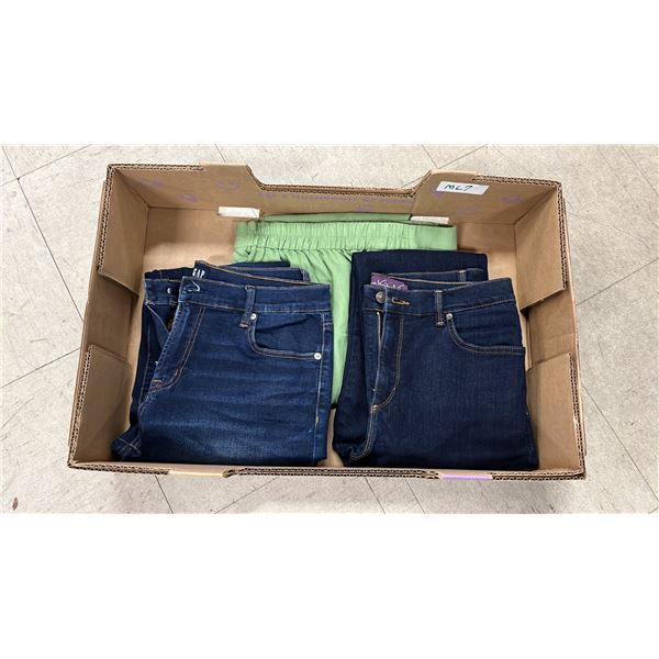 VANDERBILT JEANS LADIES (10 P), GAP JEANS LADIES (28), GREEN LINEN PANTS LADIES (S)