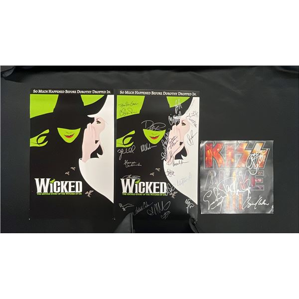 SIGNED "KISS ALIVE III" POSTER (12.5" X 12.5") & (2) "WICKED" 22" X 14" POSTERS (ONE IS SIGNED)