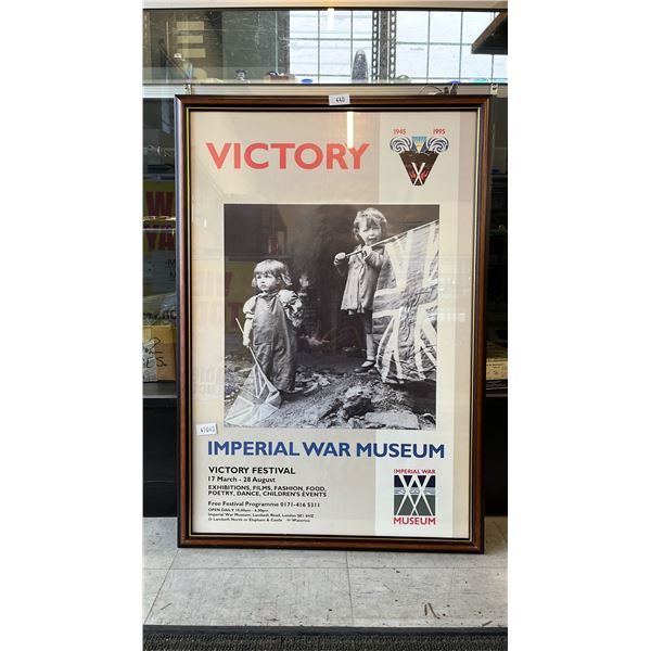 VINTAGE FRAMED IMPERIAL WAR MUSEUM VICTORY FESTIVAL POSTER 32" X 22"