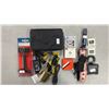 Image 1 : CAMERA SHOULDER SUPPORT, LENS FILTERS, MACRO FOCUS SLIDES, ASSORTED CORDS & MORE