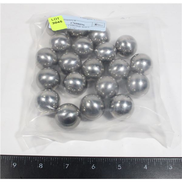 LOT OF 20 - CHROME BALL BEARINGS, 1-1/16"