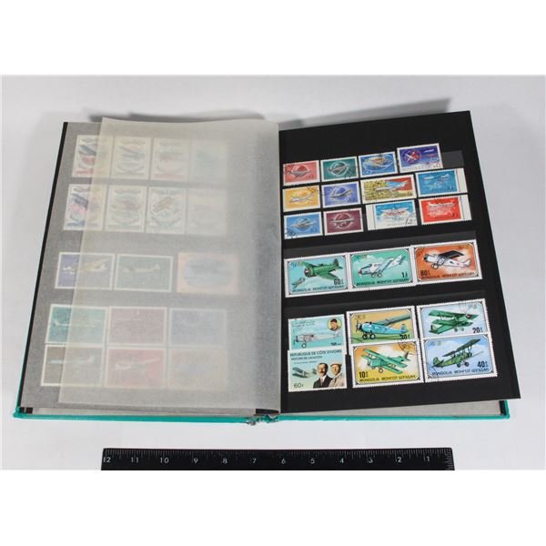 ANTIQUE STAMP ALBUM FILLED WITH VINTAGE AIRPLAINE