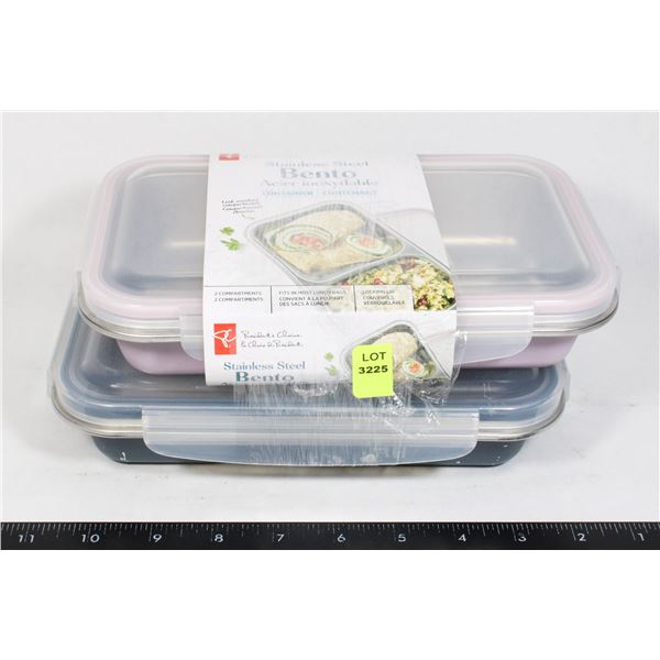 2 STAINLESS STEEL LUNCH CONTAINERS