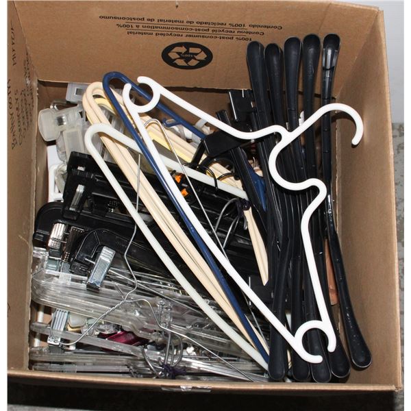 BOX OF CLOTHES HANGERS