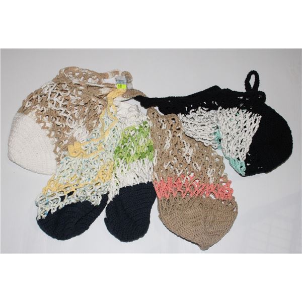 BUNDLE OF HAND KNIT SHOPPING BAGS