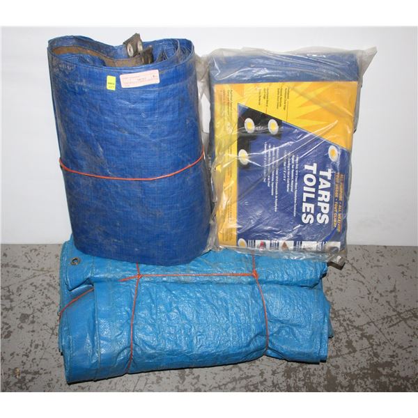 LOT OF BLUE TARPS 3 LARGE USED 1 NEW