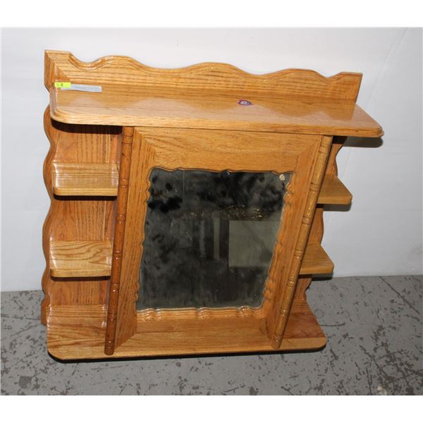 OAK MEDICINE CABINET/ MIRRORED WALL STORAGE