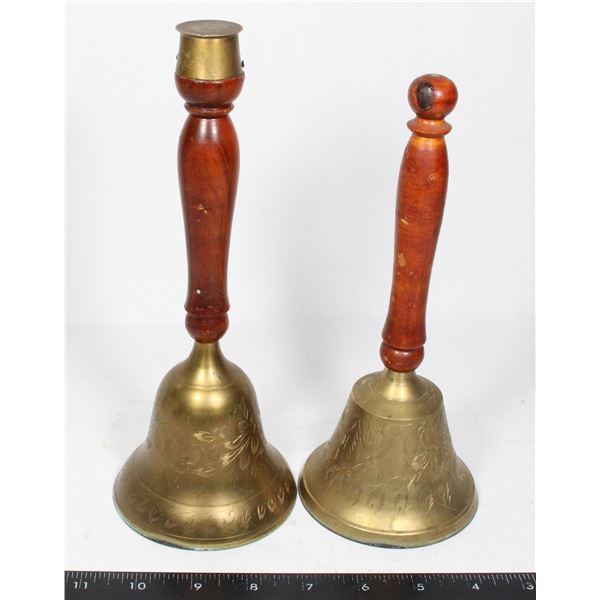 2 SEMI- MATCHING BRASS BELLS
