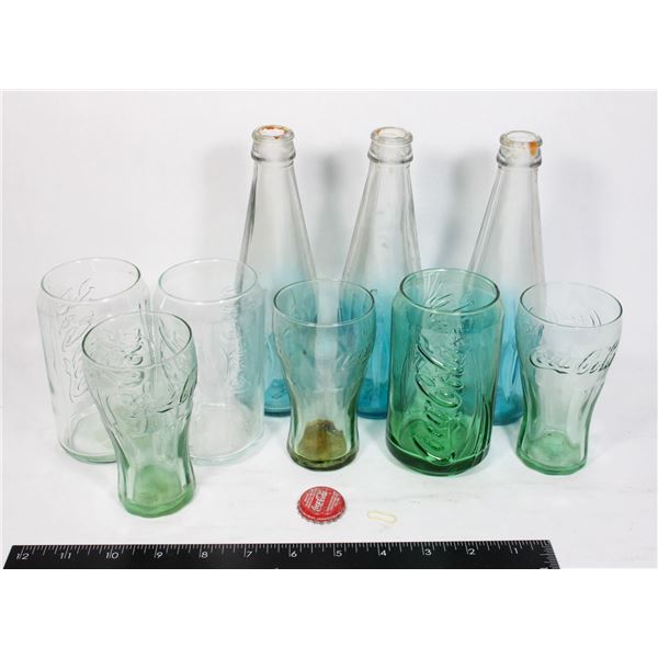 LOT OF COCA COLA CUPS AND BOTTLES